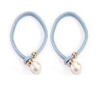 Turbokey 2Pcs Pearl Curtain Tiebacks, Modern Simple Style Drape Tie Backs Drape Pearl Tiebacks Decorative Holders Ropes Curtain Tie Backs with Fasten Ring for Window Drapery (Baby Blue)
