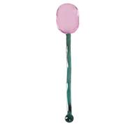 Turbokey Glass Spoons, Heat Resistant Clear Coffee Spoon, 6.1 Inches Stirring Rod Mixing Spoon Bar Swizzle Stick for Salt Sugar Tea Cocktail Milkshake Appetizers Desserts (Green Handle)