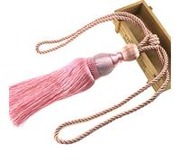 Turbokey Handmade Braided Drapery Cord and Tassels Pink Curtain Ropes Holdbacks 1 Pair Rural Knot Ball Curtain Tiebacks (Pink)