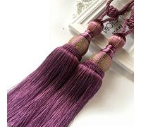 Turbokey Large Curtain & Drapery Tassel Tiebacks 1 Pair Chinese Drapery Curtain Rope Tie Band Decorative Chainette Purple Tiebacks Holdbacks (Purple)