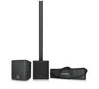 Turbosound iNSPIRE iP2000 BUNDLE 1000 Watt Powered Column Loudspeaker with a 12" Subwoofer, Water-Resistant Transport Bag and Protective Cover, Compatible with PC and Mac