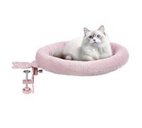 Turbosus 2025 Cat Desk Perch - 360° Swivel Mount, Reinforced Steel Frame, Detachable & Space-Saving Design, Holds 40lbs, Plush Pet Bed for Home & Office (Cat Furniture/Pet Bed) (Pink)