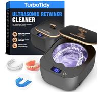 TurboTidy Retainer Cleaner, Ultrasonic Cleaner for Retainers, Mouth Guards, Night Guards & Dentures, Jewelry Cleaner, 48kHz & 3 Timer Modes with UV, 200ml for All Dental Appliances