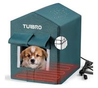 TURBRO Heated Dog House Outdoor, Insulated and Weatherproof Iron Shelter for Feral and Dogs Outside, Heating Pad Bed with 14.7ft Anti-Bite Cord, UL Test Passed, Blue