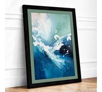 Turbulent Waters Coastal Framed Wall Art Print A2 (59.4×42cm) Black, Wall Decor for Living Room, Bedroom, Office & Home, Ready to Hang, Art Gift