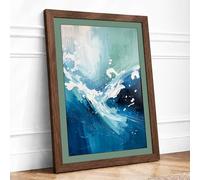 Turbulent Waters Coastal Framed Wall Art Print A2 (59.4×42cm) Walnut, Wall Decor for Living Room, Bedroom, Office & Home, Ready to Hang, Art Gift