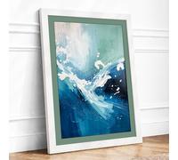 Turbulent Waters Coastal Framed Wall Art Print A2 (59.4×42cm) White, Wall Decor for Living Room, Bedroom, Office & Home, Ready to Hang, Art Gift