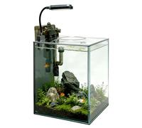 Turchongeco 2.1 Gallon Nano Aquarium Kit with Lid, Space Saving Hang-On Filter and LED Light, Ultra-Clear Rimless Glass Desktop Fish Tank for Small Fish, Shrimp, and Betta