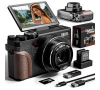 TURE 48MP 4K Digital Camera for Photography & YouTube Vlogging - 18X Zoom UHD Autofocus Video Camera with 3" 180° Flip Screen, 32GB SD Card & 2 Batteries - Compact Travel (Black)