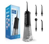 TUREWELL Water Flosser for Teeth Cordless, 310 ML Oral Irrigator Dental with 5 Modes, IPX7 Waterproof Electric Tooth Cleaner with 4 Replacement Jet Tips for Travel and Home (Black)