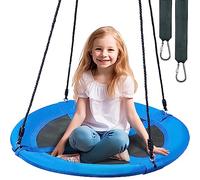 TURFEE Kid Nest Swing Seat 40" Saucer Tree Swing Set for Children Indoor Outdoor,700Lb Weight Capacity, 900D Oxford Waterproof,Hanging Straps Swings for Kids& Adults Playground,Backyard(Blue)