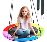 TURFEE Kid Nest Swing Seat 40" Saucer Tree Swing Set for Children Indoor Outdoor,700Lb Weight Capacity, 900D Oxford Waterproof,Hanging Straps Swings for Kids& Adults Playground,Backyard(Rainbow)