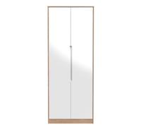 Turin 2 Door Wardrobe In White Gloss & Bardolino Oak (Ready Assembled)
