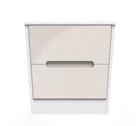 Turin 2 Drawer Bedside Cabinet In Kashmir Gloss & White (Ready Assembled)