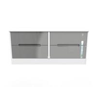 Turin 4 Drawer Bed Box In Grey Gloss & White (Ready Assembled)
