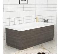 Turin Grey Elm MDF Front & End Bath Panel Set with Adjustable Plinth - 1800 and 800mm