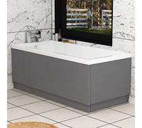 Turin Indigo Grey Gloss Wooden MDF Front Side & End Bath Panel Set with Adjustable Plinth - 1800 and 800mm