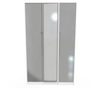 Turin Tall Triple Mirror Wardrobe In Grey Gloss & White (Ready Assembled)