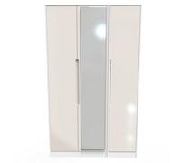 Turin Tall Triple Mirror Wardrobe In Kashmir Gloss & White (Ready Assembled)