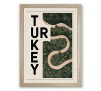 Turkey: Aerial View Typography Framed Wall Art Print A1 (84.1×59.4cm) Oak, Wall Decor for Living Room, Bedroom, Office & Home, Ready to Hang, Art Gift