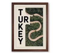 Turkey: Aerial View Typography Framed Wall Art Print A1 (84.1×59.4cm) Walnut, Wall Decor for Living Room, Bedroom, Office & Home, Ready to Hang, Art Gift