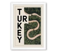 Turkey: Aerial View Typography Framed Wall Art Print A1 (84.1×59.4cm) White, Wall Decor for Living Room, Bedroom, Office & Home, Ready to Hang, Art Gift