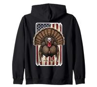 Turkey American Flag Grudge Distressed Vintage Hunter Hunt Zip Hoodie