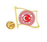 Turkey Asia National Emblem Golden Metal Flag Lapel Pin Badge