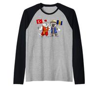Turkey Barbados Flag Turkish Barbadian Roots Türkiye Heritag Raglan Baseball Tee