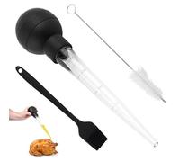 Turkey Baster, Baster for Cooking, Basting Syringe with Silicone Basting Brush and Cleaning Brush for Turkey, Chicken, Marinade, Oil, Sauce