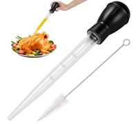 Turkey Baster Silicone Meat Baster for Cooking, 30ml Basting Syringe, Large Basting Pipette, Liquid Droppers for Cooking Essentials Baking BBQ Kitchen Gadgets, with 1 Cleaning Brush
