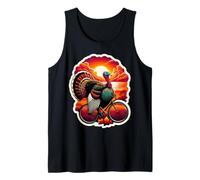 Turkey Bike Rider Thanksgiving Bicycle Lover Vintage Sunset Tank Top
