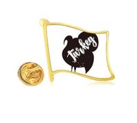 Turkey Black And White Animal Golden Metal Flag Lapel Pin Badge