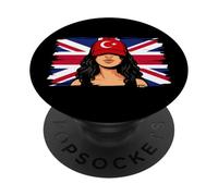 Turkey Britain Flags Women Roots British Turkish Heritage PopSockets Adhesive PopGrip