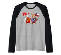 Turkey Chile Flag Turkish Chilean Roots Türkiye Heritage Raglan Baseball Tee