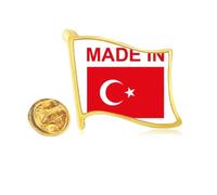 Turkey Country Love Golden Metal Flag Lapel Pin Badge