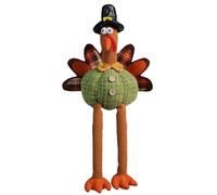 Turkey Couple Shelf Doll, Turkey Couple, Doll, Thanksgiving Table Top with Dangling Legs, Exquisite Handmade Turkey Doll Set, Stuffed Turkeys, Shelf Sitter Figure (Green, 25 x 20 x 13)