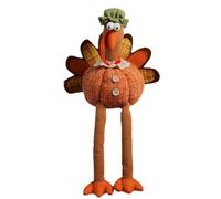 Turkey Couple Shelf Doll, Turkey Couple, Doll, Thanksgiving Table Top with Dangling Legs, Exquisite Handmade Turkey Doll Set, Stuffed Turkeys, Shelf Sitter Figure (Orange, 25 x 20 x 13)