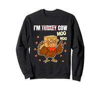 Turkey Cow Moo Head Funny Fall Thanksgiving Men Women Kids Sweatshirt