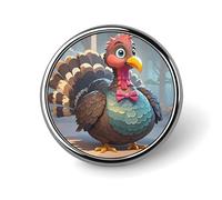 Turkey Decoration Round Badge Cute Enamel Lapel Pin Brooches Button Pin Personalized Clothing Decoration Unisex Badge Holder Hats Bags Shirts Decor
