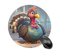 Turkey Decoration Round Mouse Pad Smooth Glide Gaming Mousepad Extra Density Portable Comfortable Mouse Mat for Desk, Home, Office 7.8x7.8 Inches