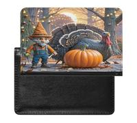 Turkey Dinner Day Passport Holder for Women Men PU Leather Passport Wallet Cover Case for Travel Minimalist Slim Front Pocket Wallet Credit Card Holder Travel Document Organizer