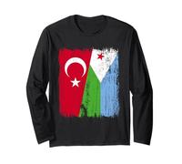Turkey Djibouti Half Flag Turkish Djiboutian Pride Jersey Long Sleeve T-Shirt