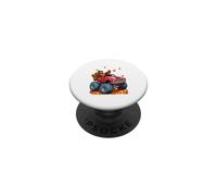 Turkey Driving Monster Truck Fall Leaves Thanksgiving Driver PopSockets Adhesive PopGrip
