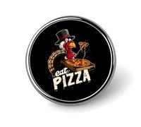 Turkey Eat Pizza Round Brooch Pin Lapel Pins Tie Suit Dress Accessories for Men Women Wedding Birthday