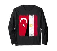 Turkey Egypt Half Flag Turkish Egyptian Heritage Long Sleeve T-Shirt