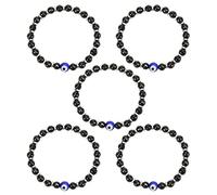 Turkey Evil Eye Bracelet 6MM Exquisite Black Glass Crystal 5 Pcs Pack Protective Amulets for Family Members Unique Gift