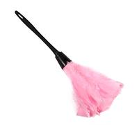 Turkey Feather Duster, Feather Duster Brush Fluffy Natural Turkey Feathers with Black Handle Reusable Handheld Home Furniture Car Cleaning Tools Supplies(Pink)