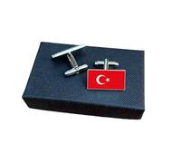 Turkey Flag Cufflinks - Turkish National Flag Gift for Men | Red Flag with White Crescent Moon & Star Design | Groomsmen Wedding Gift | Gift Box Included | Proud Turkish Heritage Keepsake