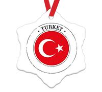 Turkey Flag Decorative Hanging Ornaments National Flag Country Souvenir Funny Christmas Hanging Decor Turkey Novelty Ceramic Christmas Ornament to Firends Housewarming